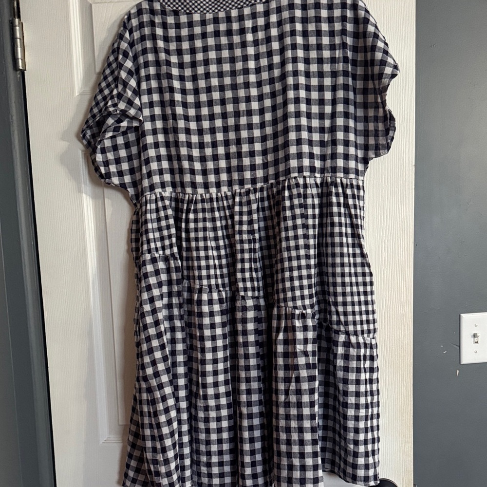 Anthropologie Navy and White Gingham Dress - Picture 6 of 7